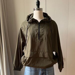 Olive Green Women's Hooded Nylon Jacket